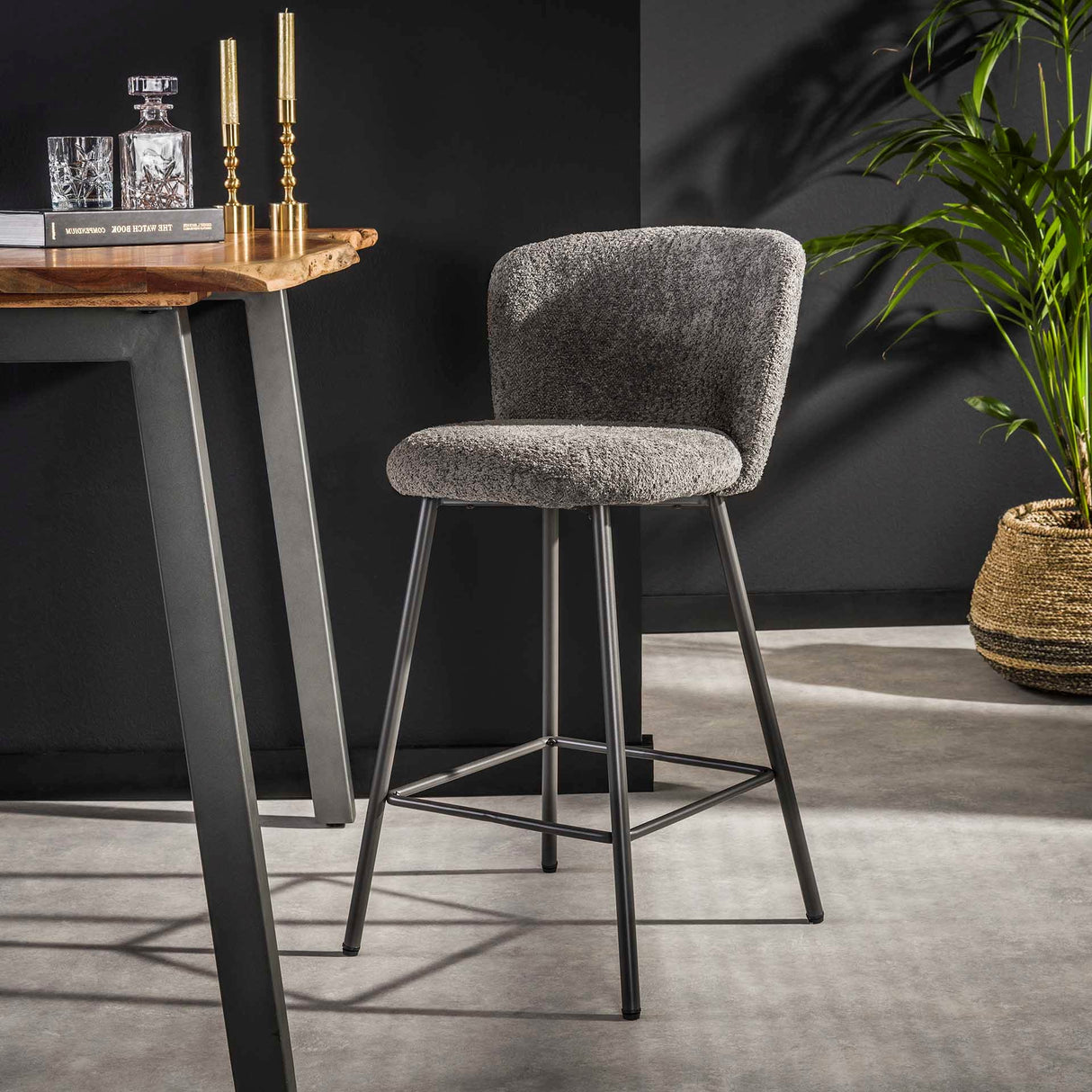 Bar stool Simon Bouclé set of 4