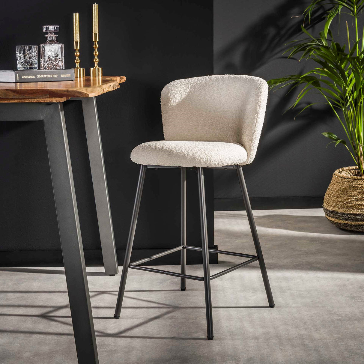 Bar stool Simon Bouclé set of 4