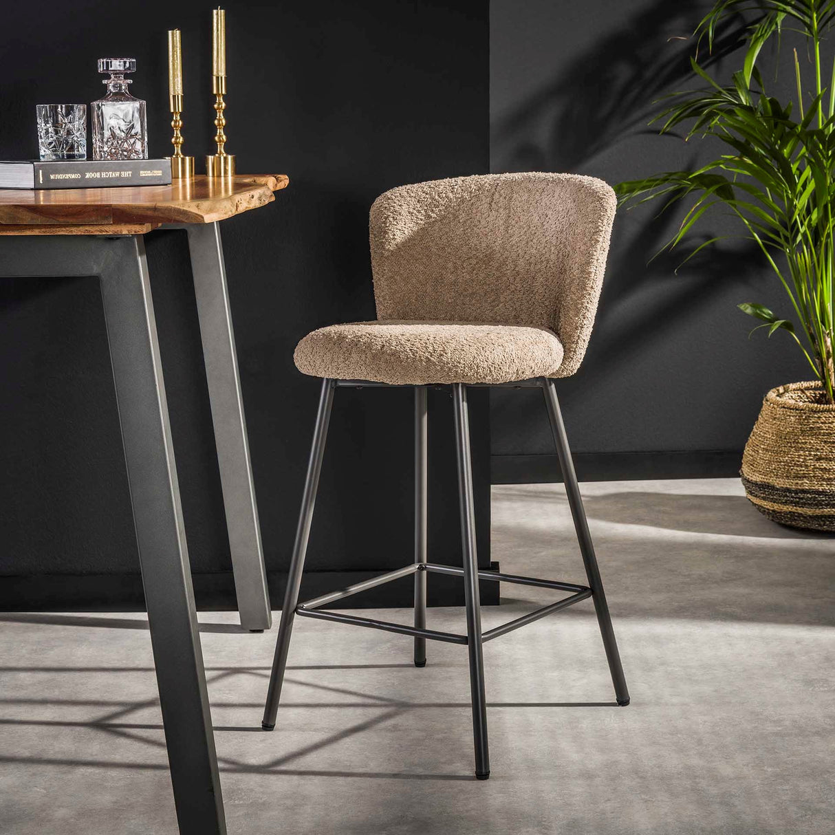 Bar stool Simon Bouclé set of 4