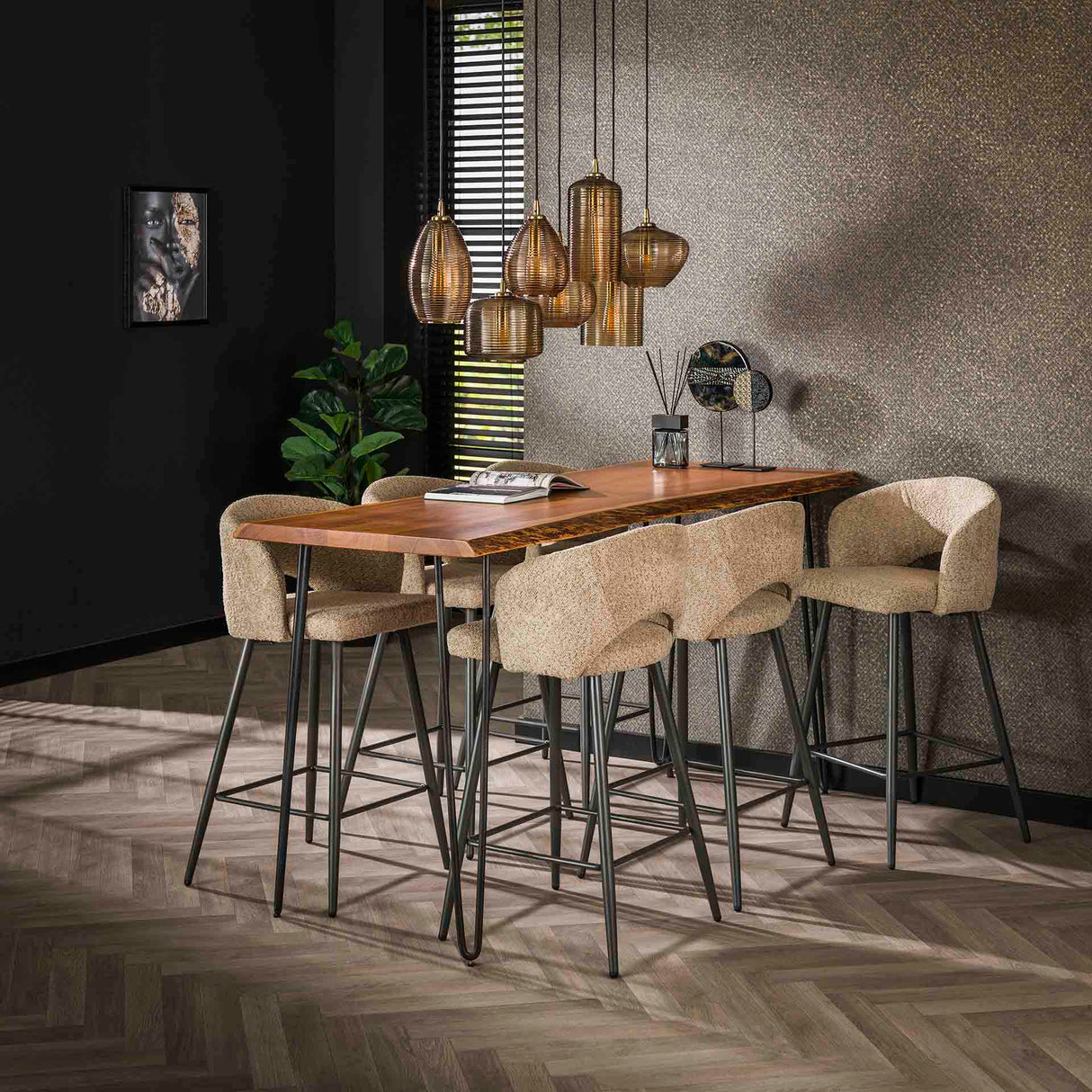 Set van 2 Barkrukken Alba bouclé Zand