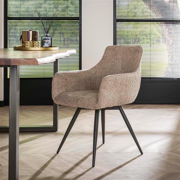 Eetkamerstoelen Luciano bouclé set van 2