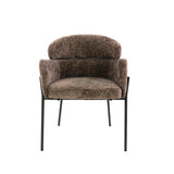 Eetkamerstoel Lola Bouclé stof Taupe met ronde rug en arm