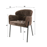 Eetkamerstoel Lola Bouclé stof Taupe met ronde rug en arm