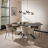 Eetkamerstoel Lola bouclé stof beige met ronde rug en arm