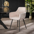 Eetkamerstoelen - Eetkamerstoel Rivo Rib Rock Ivoor Ribstof Zitting - Dimehouse