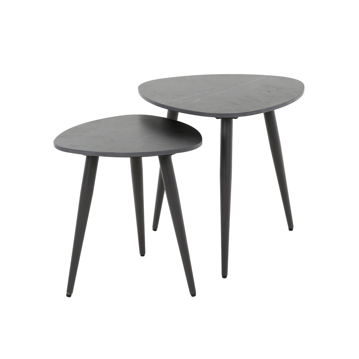 Set of 2 side tables Sophie triangular ceramic black