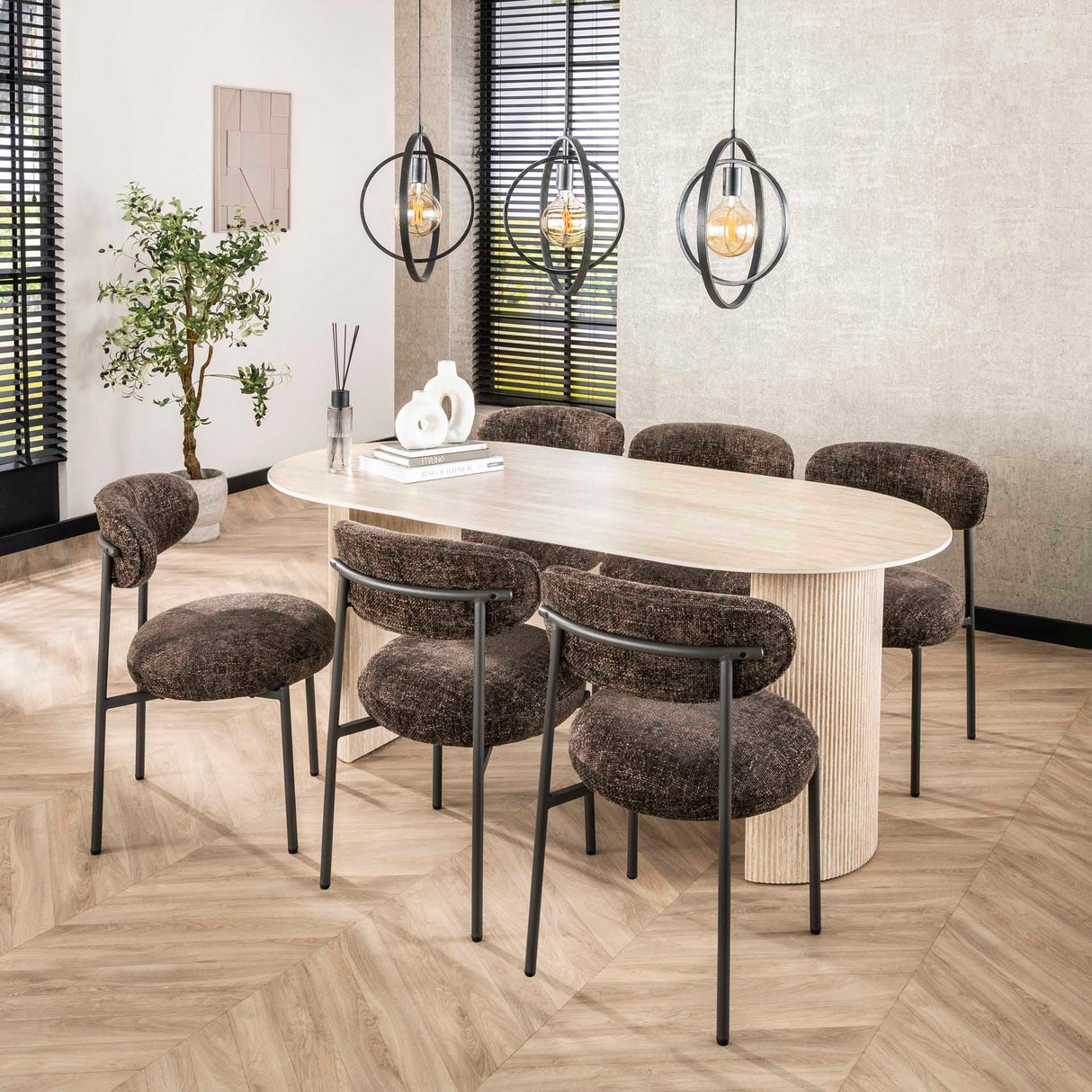 Set van 2 eetkamerstoelen Aero Stof Bruin