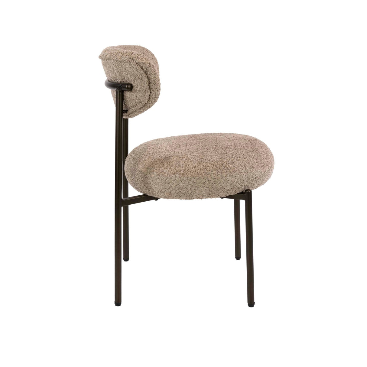 Eetkamerstoel - Set van 2 eetkamerstoelen rond bouclé zand - bruin Aero - Dimehouse