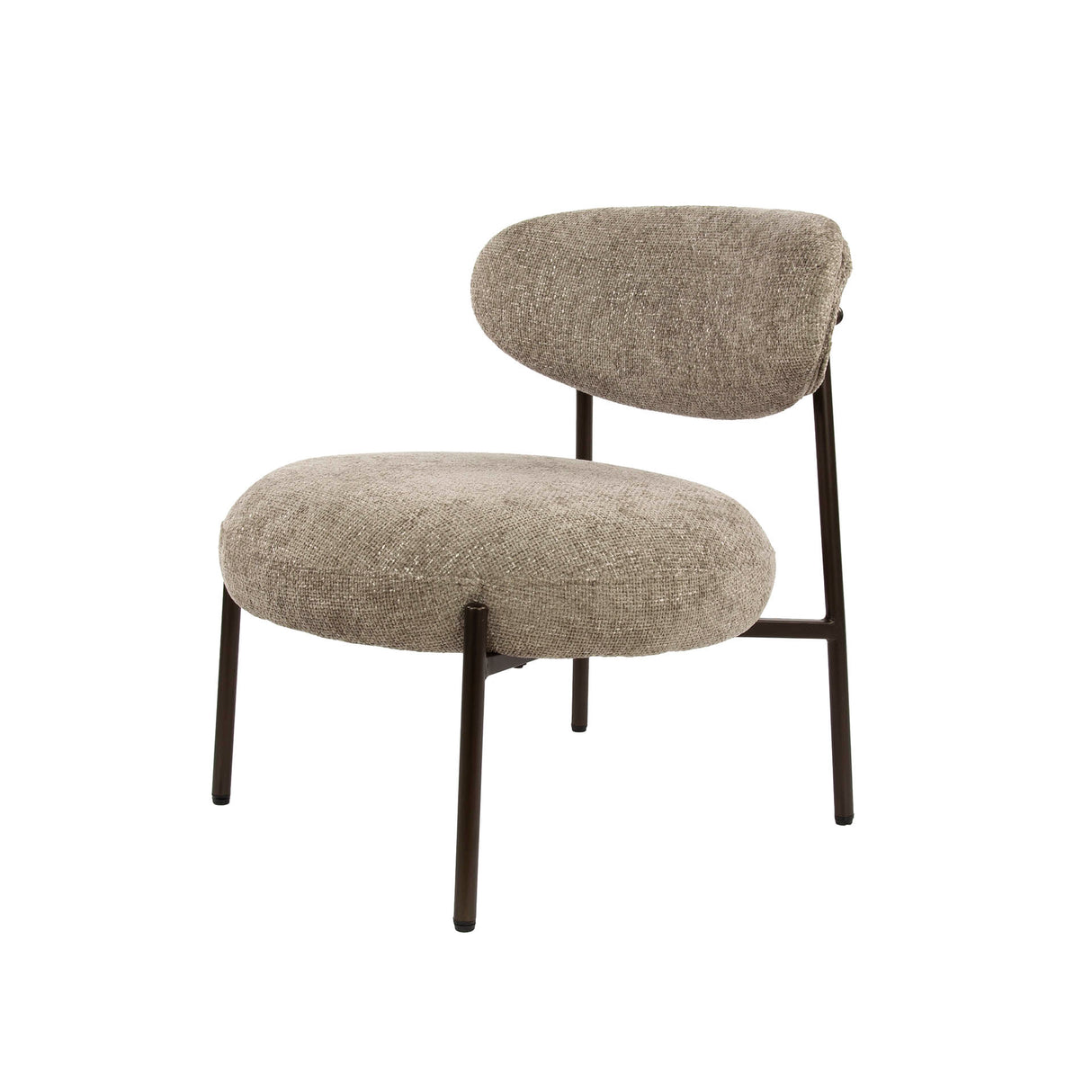 Ronde Scandinavische fauteuil beige gemêleerde stof Nova