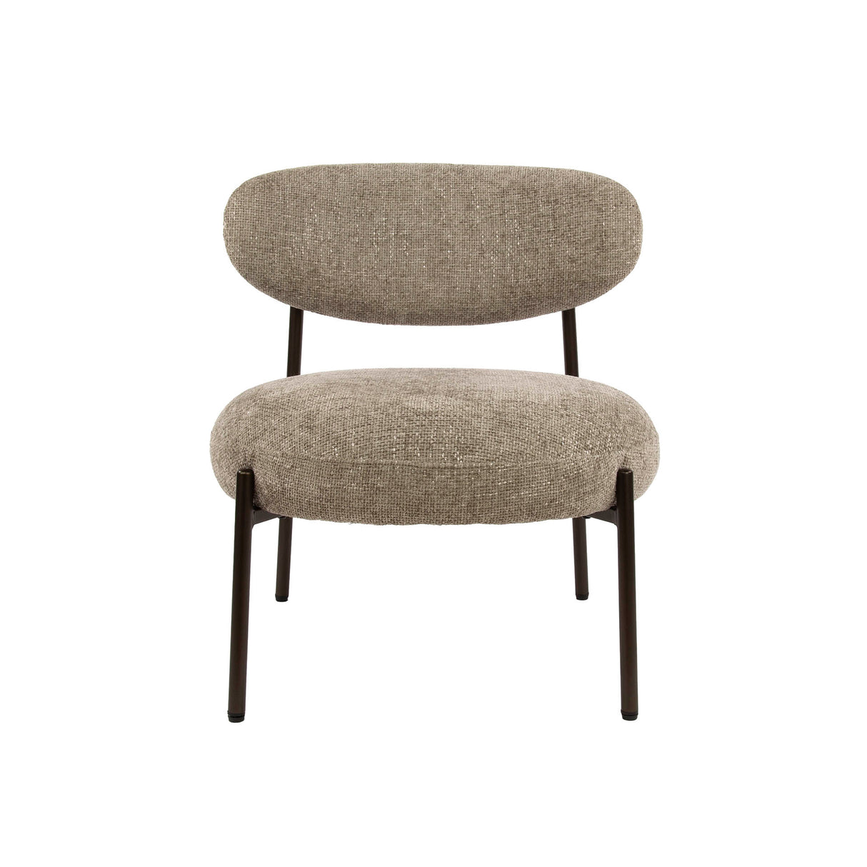 Ronde Scandinavische fauteuil beige gemêleerde stof Nova