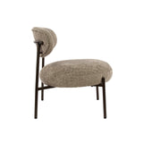 Ronde Scandinavische fauteuil beige gemêleerde stof Nova