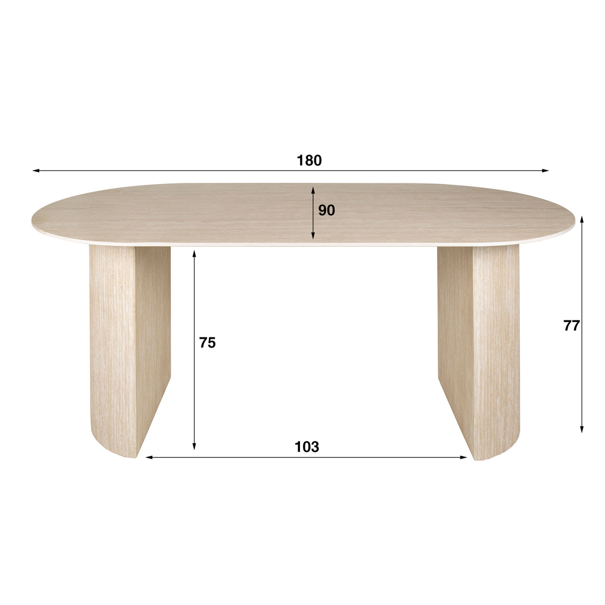 Eettafel Jimi 180x90 cm travertin beige