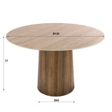 Eettafel - Ronde eettafel Jimi Ø120 cm beige travertin keramiek - Dimehouse