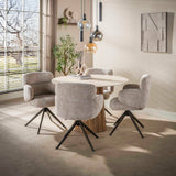 Eettafel - Ronde eettafel Jimi Ø120 cm beige travertin keramiek - Dimehouse