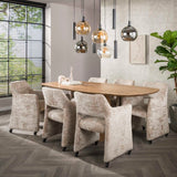 Set van 2 Eetkamerstoelen Capri Alura zand Stof met wieltjes