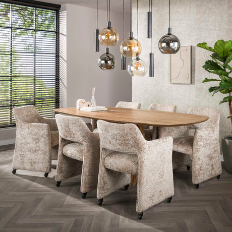 Set van 2 Eetkamerstoelen Capri Alura zand Stof met wieltjes