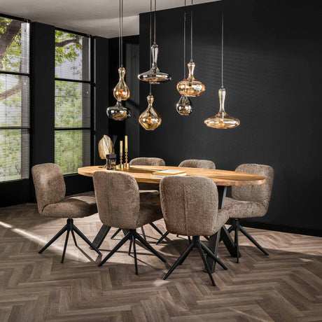 Set van 2 eetkamerstoelen Lirio Bouclé taupe draaibaar