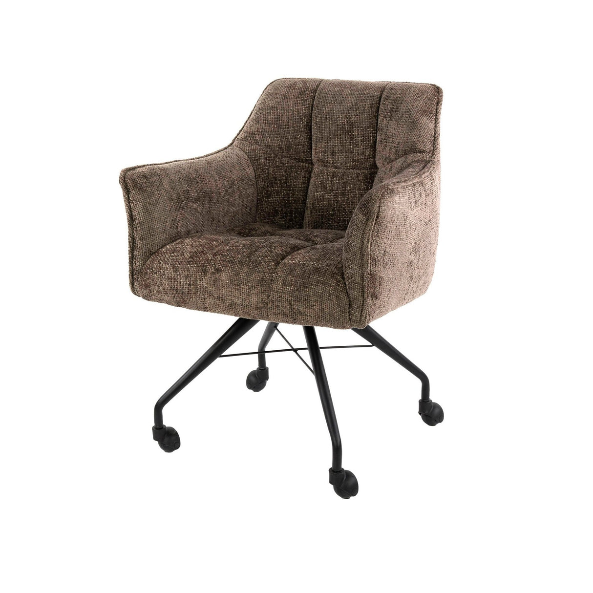 Set van 2 Eetkamerstoelen Tova Stof Taupe Met Wieltjes