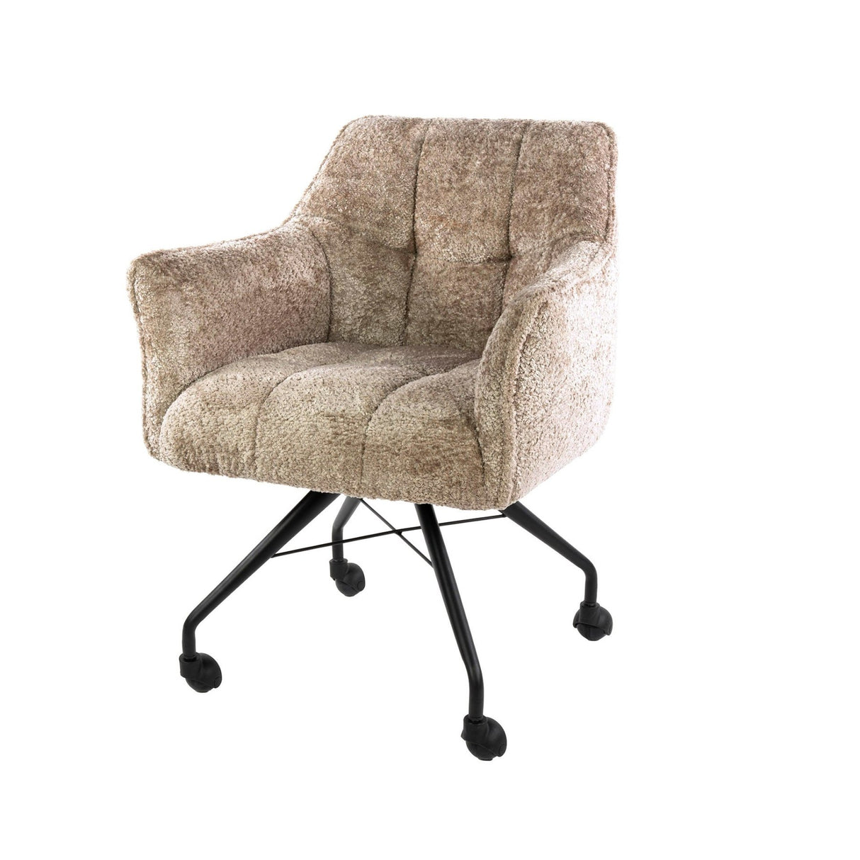 Set van 2 Eetkamerstoelen Tova Stof Alura Zand Met Wieltjes