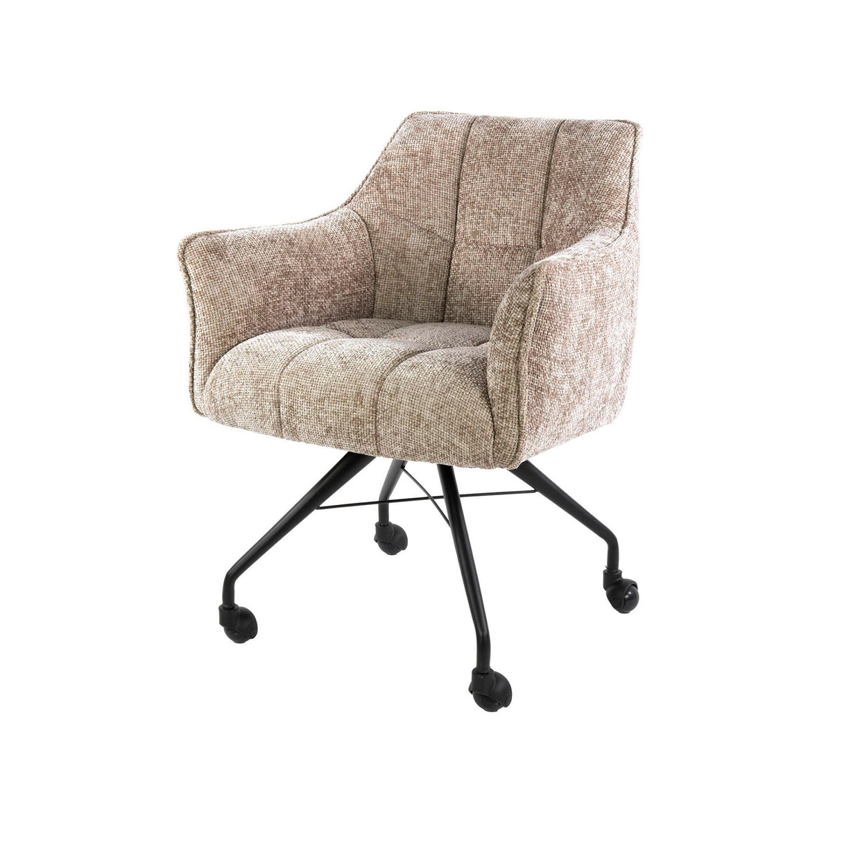 Set van 2 Eetkamerstoelen Tova Stof Hoven Rich Zand Met Wieltjes