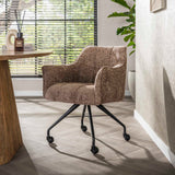 Set van 2 Eetkamerstoelen Tova Stof Hoven Rich Champagne Met Wieltjes