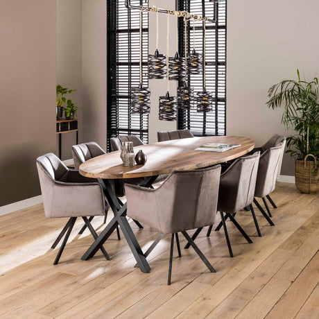 Set van 2 Eetkamerstoelen Lino Velvet Antraciet Draaibaar