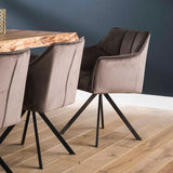 Set van 2 Eetkamerstoelen Lino Velvet Antraciet Draaibaar