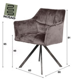 Draaibare eetkamerstoel Lino antraciet velvet