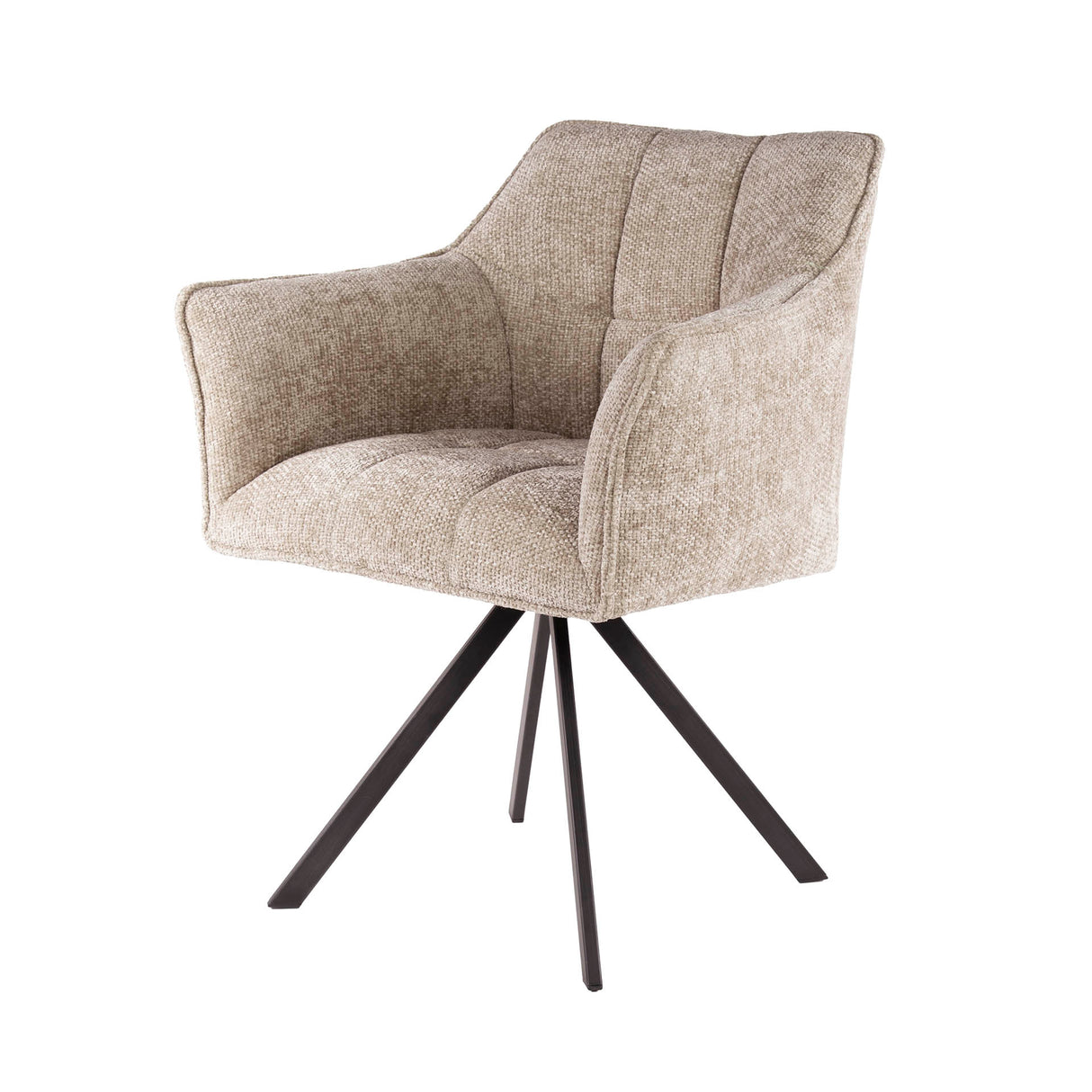 Eetkamerstoel Lino Chenille Stof Rich Zand Draaibaar