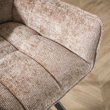 Set van 2 Eetkamerstoelen Lino Chenille Stof Rich Champagne Draaibaar