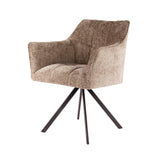 Set van 2 Eetkamerstoelen Lino Chenille Stof Rich Champagne Draaibaar