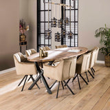 Draaibare eetkamerstoel met armleuning Lino champagne velvet