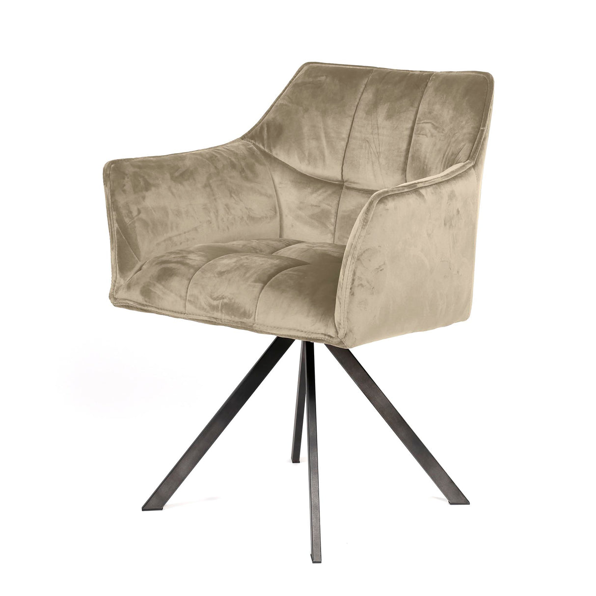 Set van 2 Eetkamerstoelen Lino Velvet Champagne Draaibaar