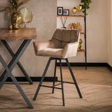 Draaibare Barstoel Lino Champagne Velvet - Zithoogte 69 cm