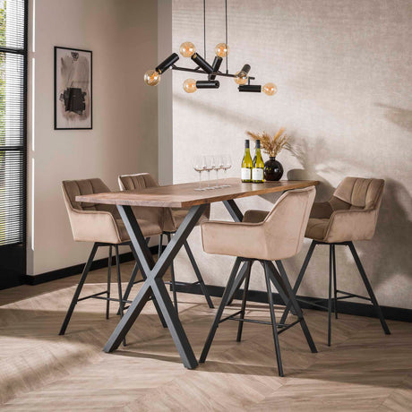 Set van 2 Barkrukken Lino Velvet Champagne Draaibaar