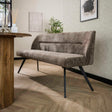 Eetkamerbanken - Eetkamerbank Chia Chenille Stof Rich Taupe 188 cm - Dimehouse