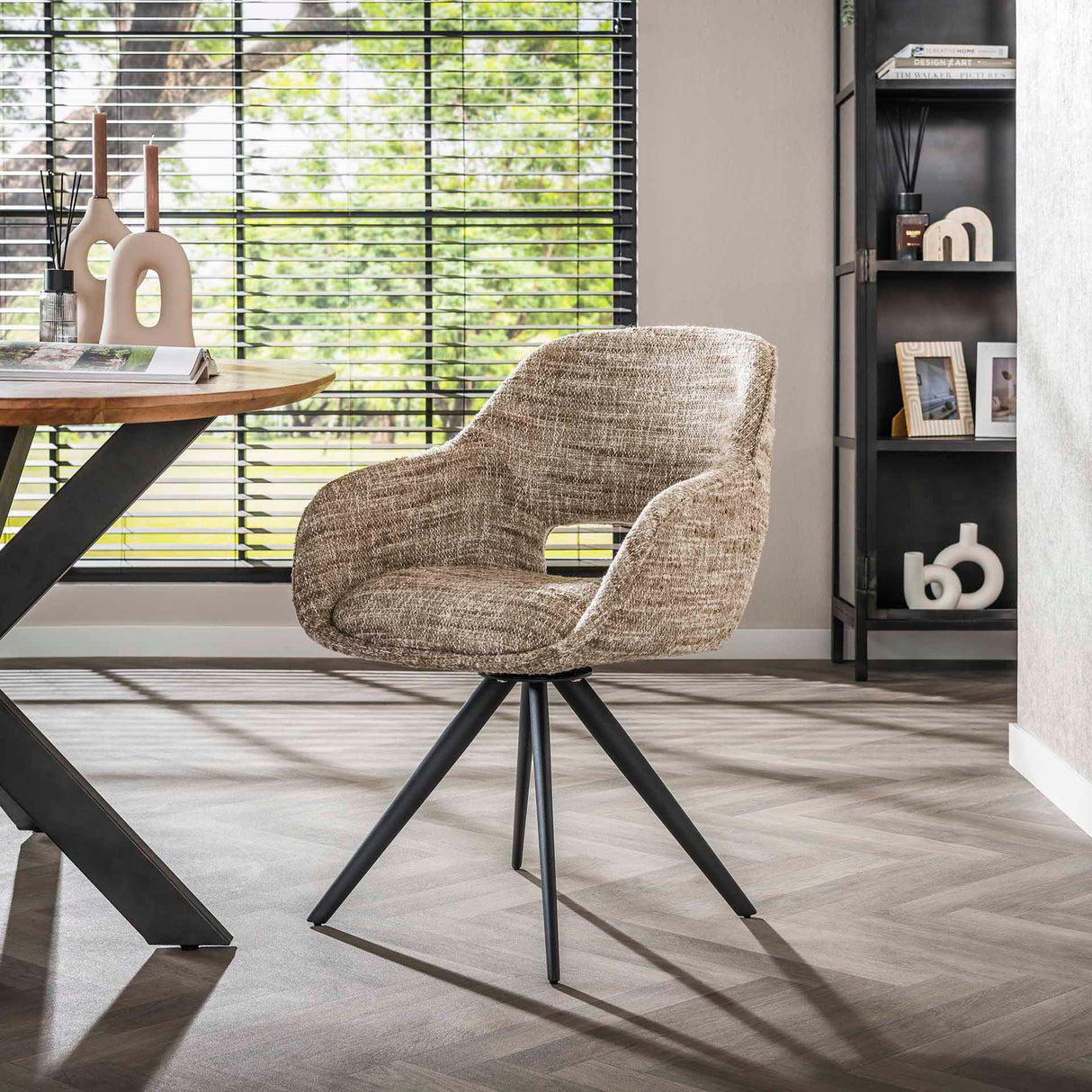 Set van 2 Eetkamerstoelen Springo Draaibaar Eagle Stof Zand