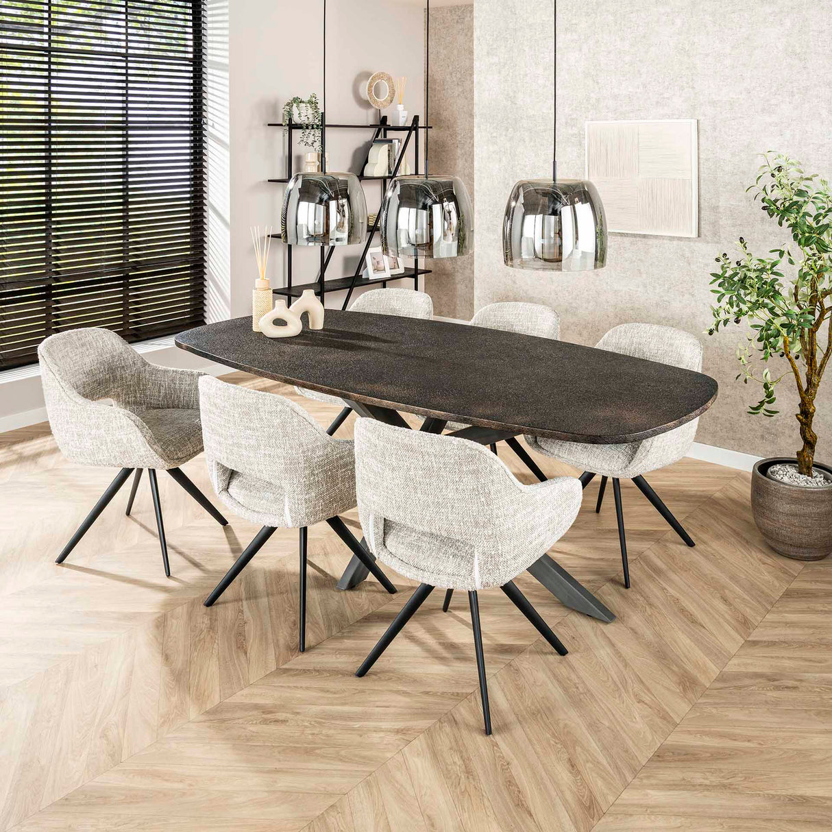 Set van 2 Eetkamerstoelen Springo Draaibaar Eagle Crème