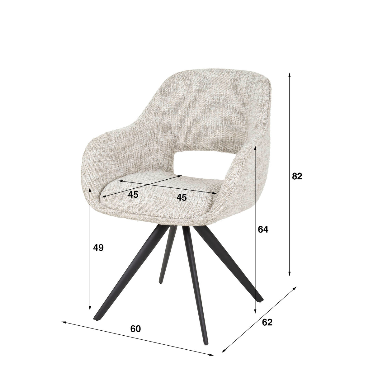 Set van 2 Eetkamerstoelen Springo Draaibaar Eagle Crème