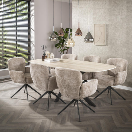 Set van 2 eetkamerstoelen Savona draaibaar Hoven rich zand