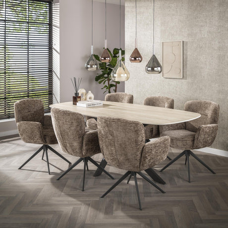 Set van 2 eetkamerstoelen Savona draaibaar Hoven rich champagne