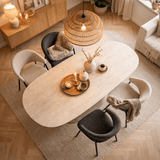 Sintered Stone Marmerlook Travertine Eettafel Lea 180x90 cm - Deens Ovaal