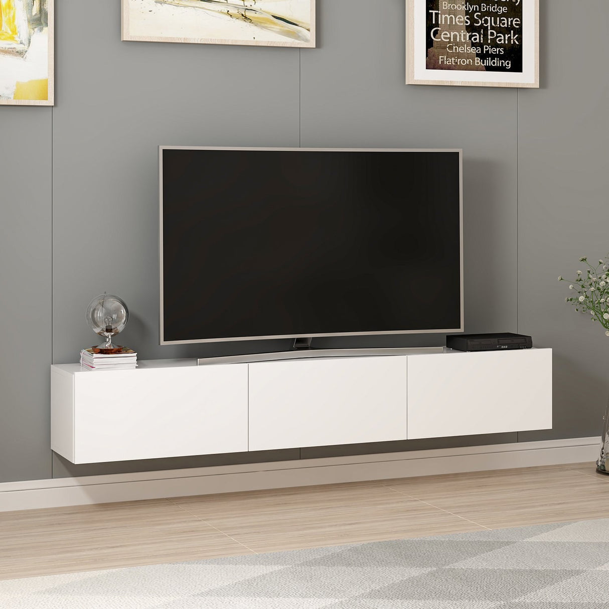 TV Meubel Set Rigel Wit Melamine 180x30x32 cm