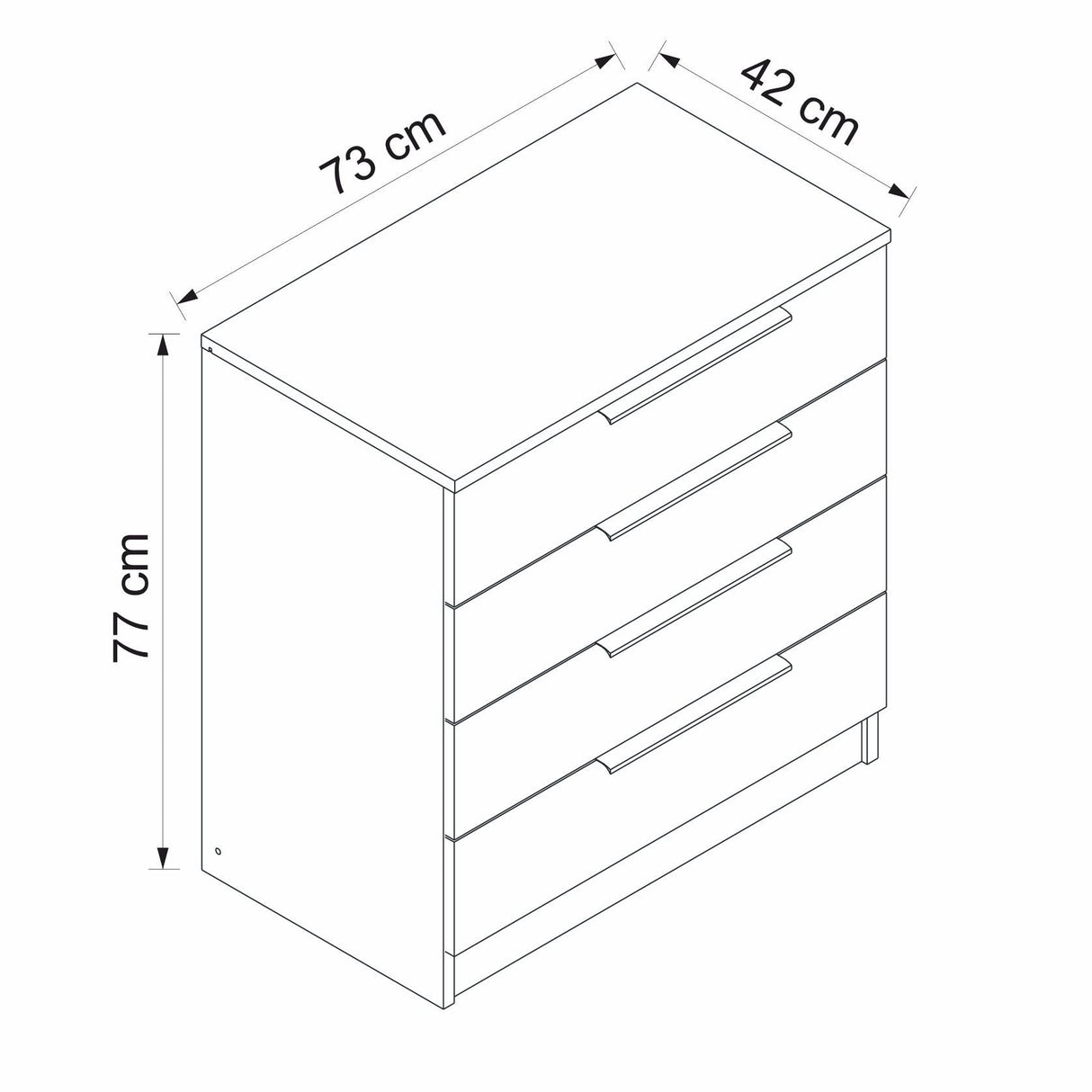 Ladekast Kala Plus Walnoot Melamine 73x77x42 cm