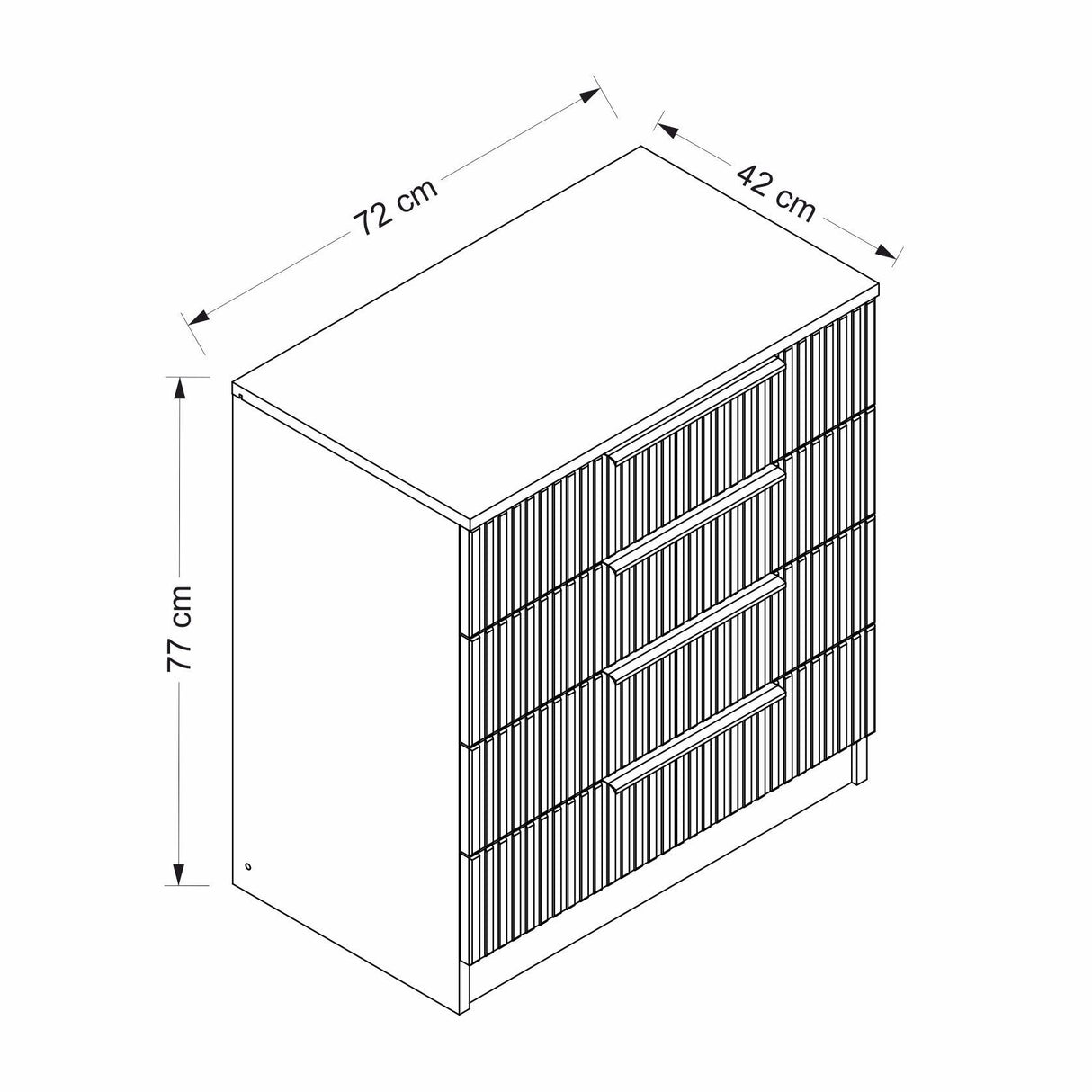 Ladekast Kale Wit Melamine 72x77x42 cm