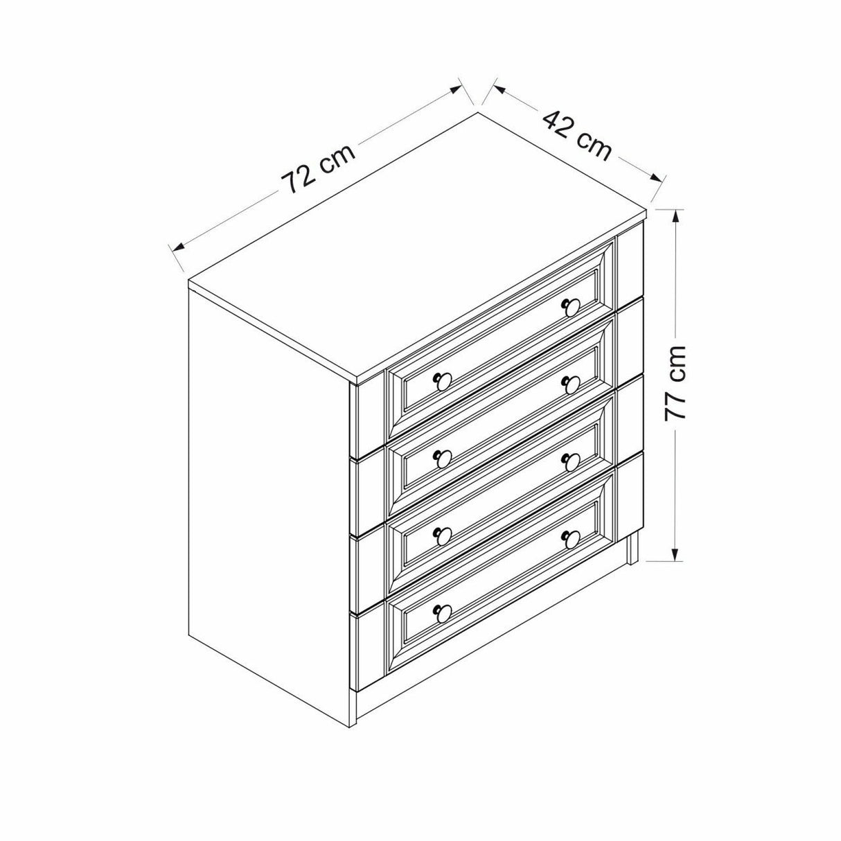 Ladekast Kale Wit met Knoppen Melamine 72x77x42 cm