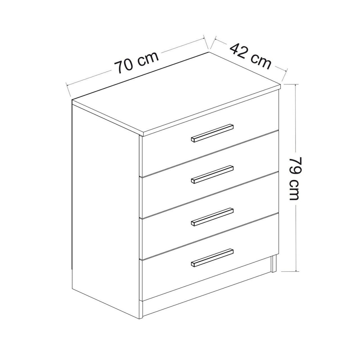 Ladekast Kale Wit Melamine 70x42x79 cm