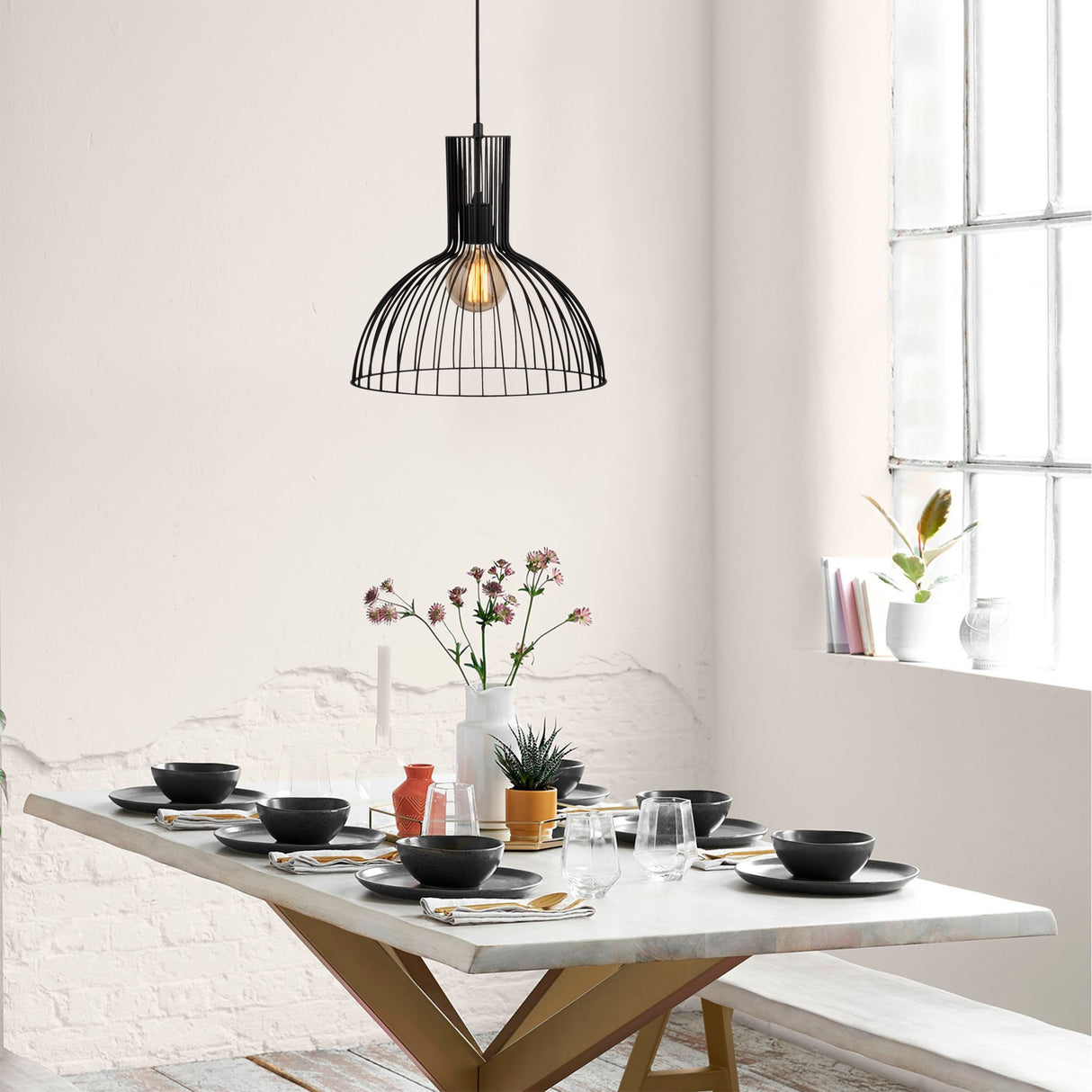 Hanglamp 1-lichts Zwart Metaal Quartz