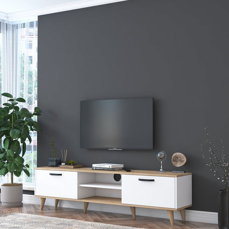 TV Meubel Fjord Wit Walnoot Melamine 180x48,6x35 cm