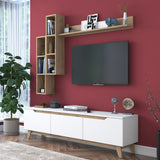 TV Meubel Set Iona Wit Licht Walnoot Melamine 180x48,6x35 cm